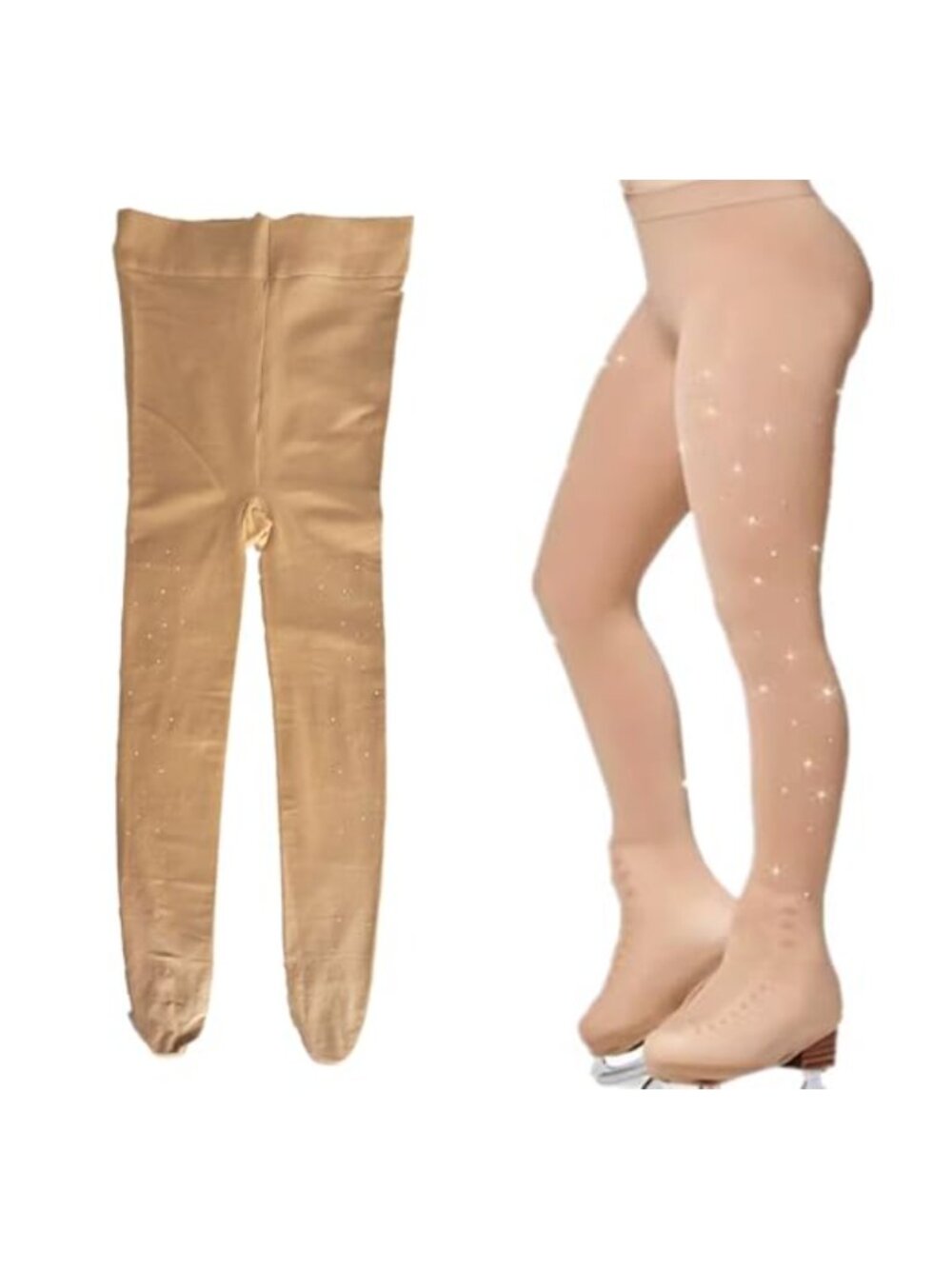 Ice Skating Tights Spiral Figure Skating Socks Crystal Rhinestone Dance Tights